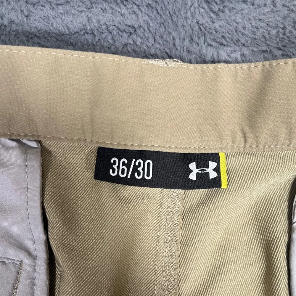 Under Armour Mens Golf Pants‎ Khaki Tan Straight Leg Performance 36/30 HeatGear